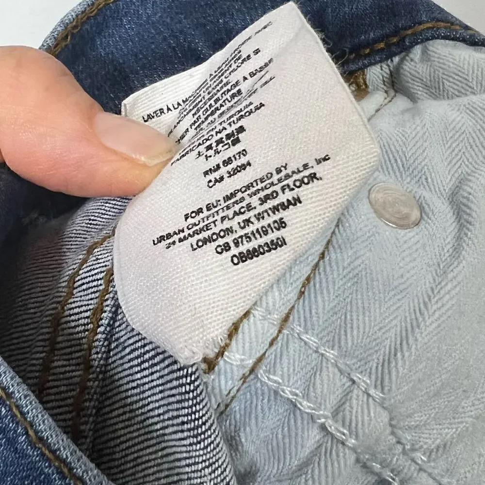 Free People Button Fly Raw Edge Hem Distressed Jeans